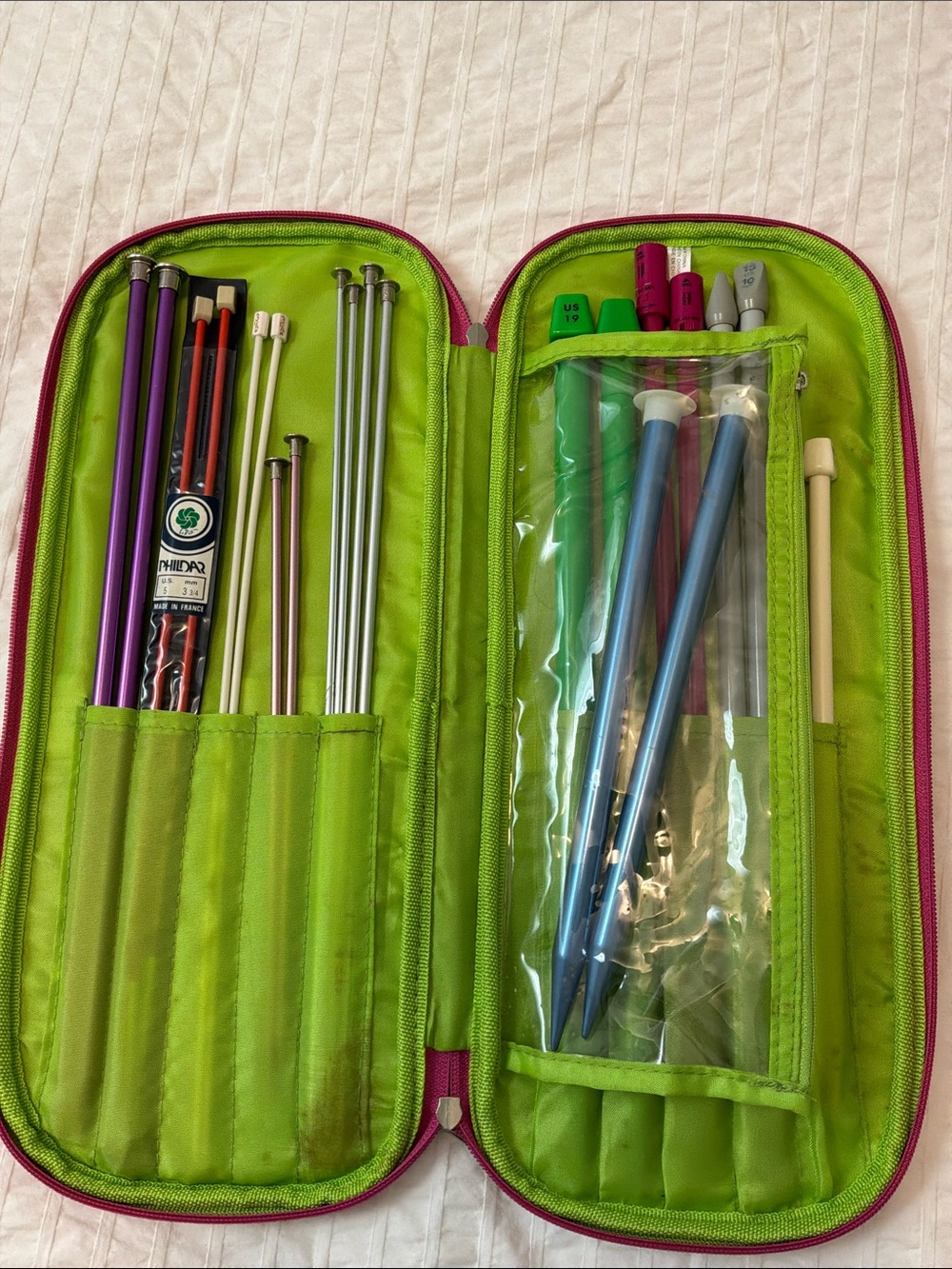 Knitting Needle case with contents